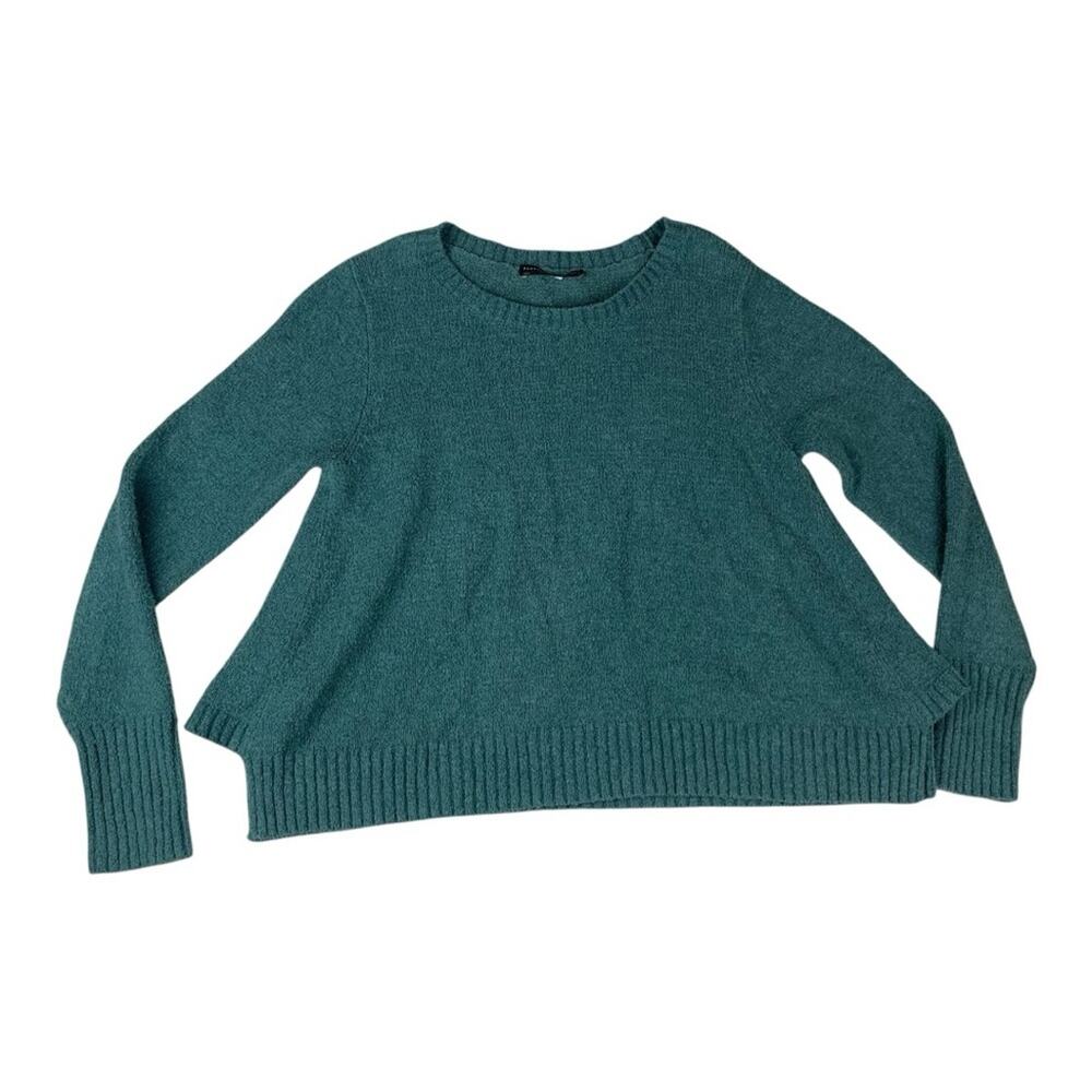 Peruvian Connection size medium blue Teal Crew Neck Sweater notched waist
